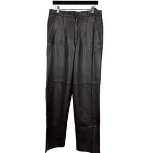 Vintage Neiman Marcus Leather Pants Chocolate Brown Moto Cut - 30